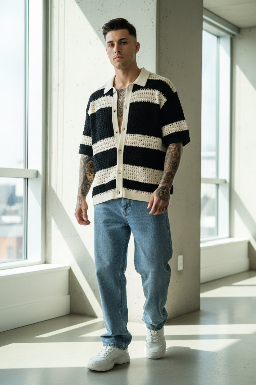 CAMICIA MALDIVE WHITE E BLACK