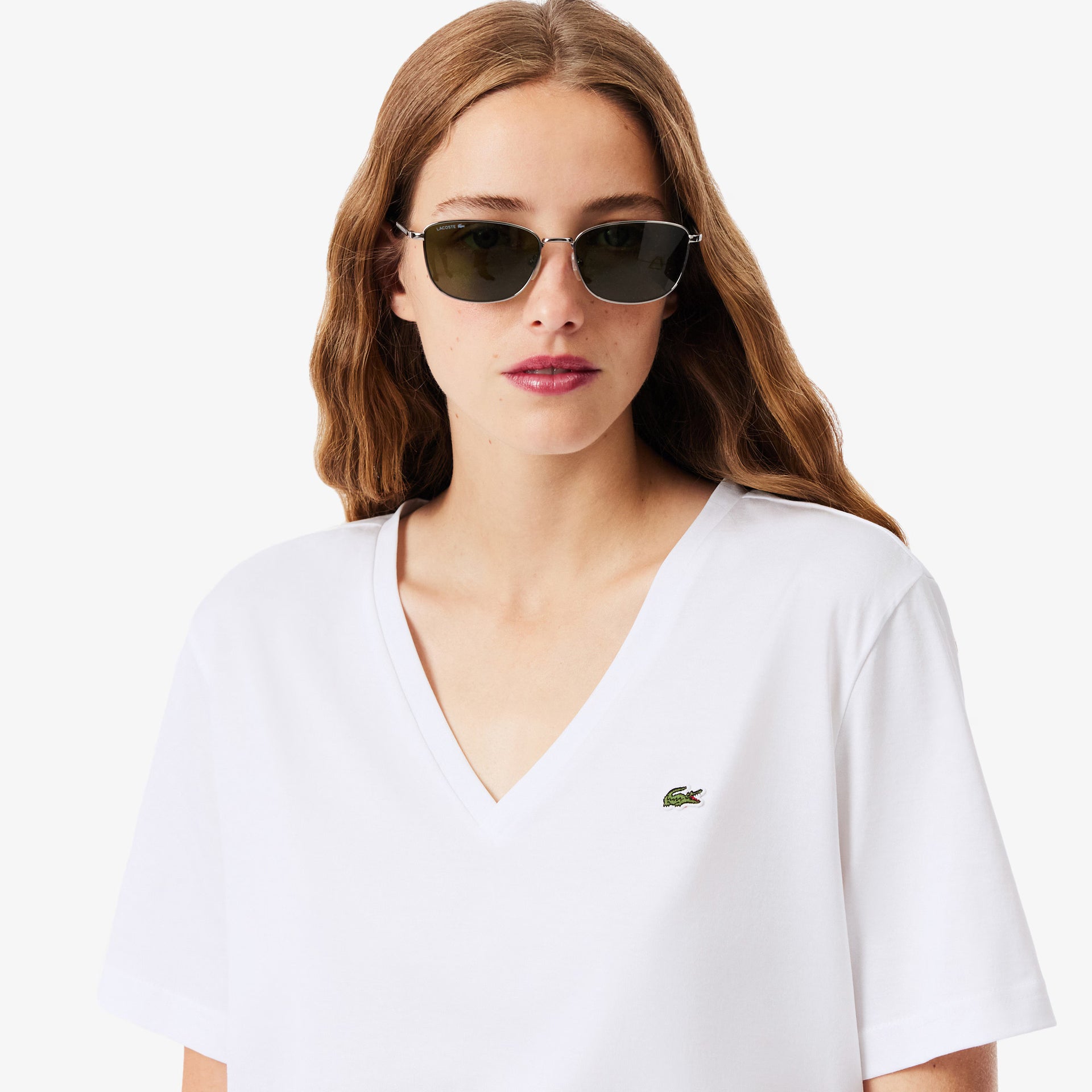 T-SHIRT LACOSTE DONNA COLLO V