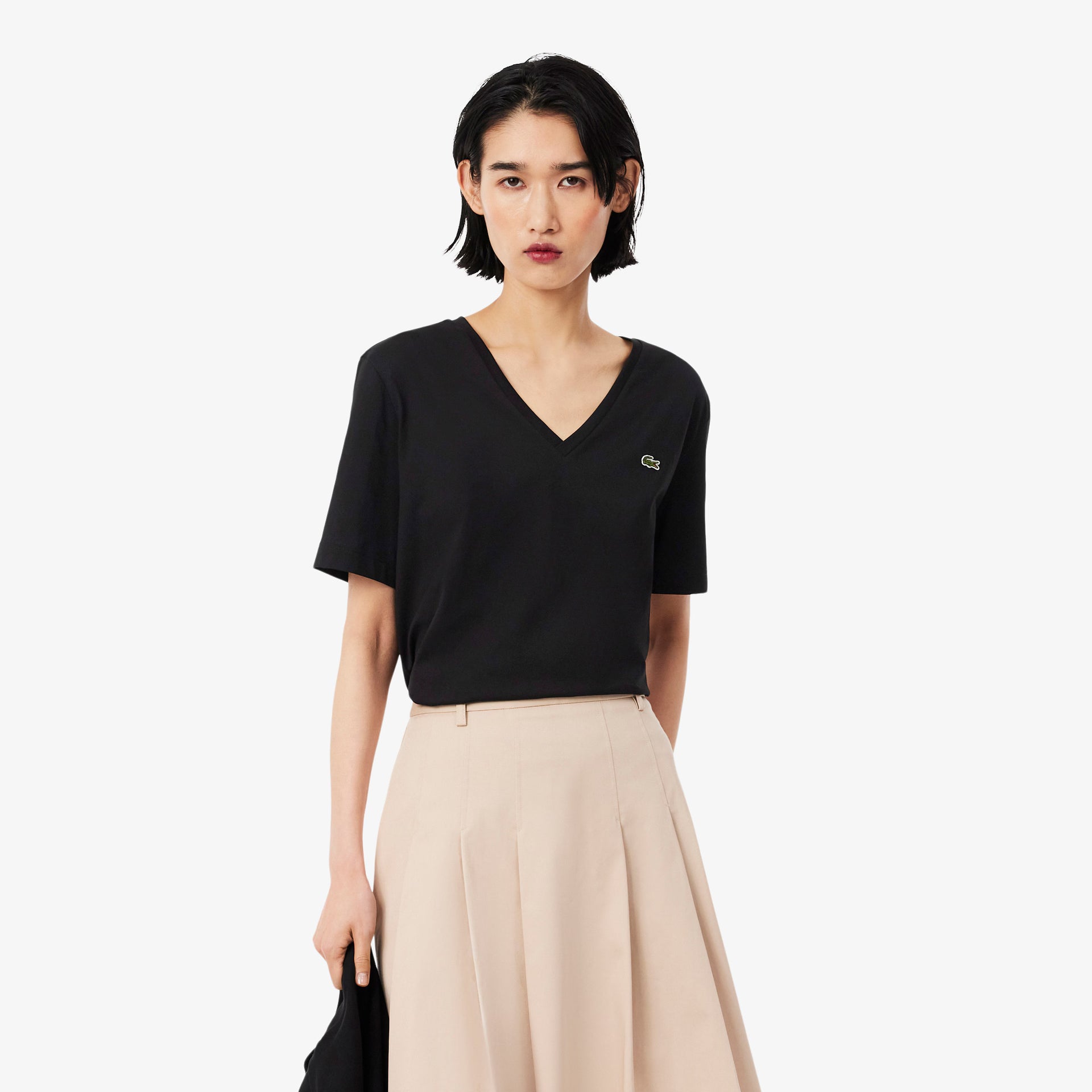 T-SHIRT LACOSTE DONNA COLLO V