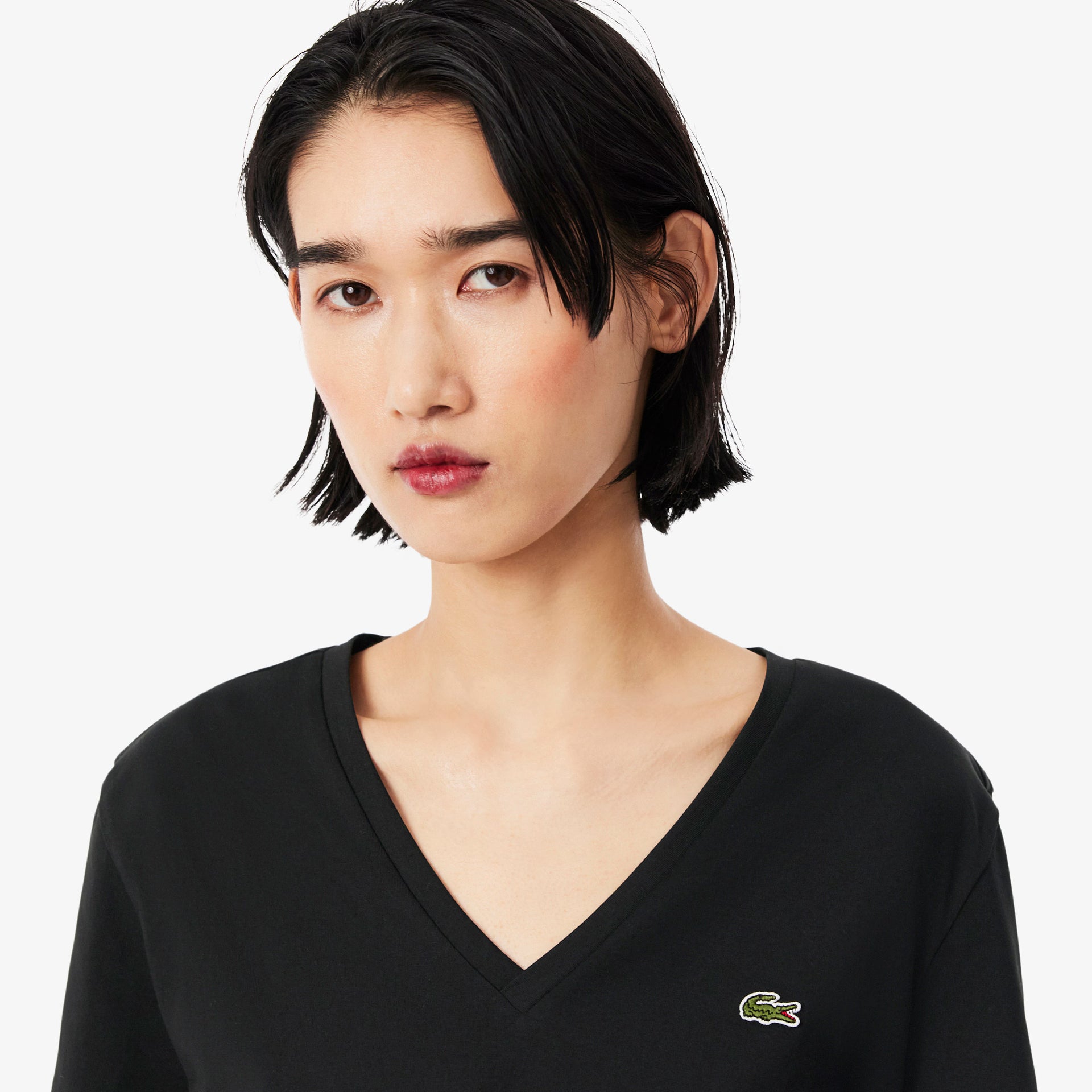 T-SHIRT LACOSTE DONNA COLLO V
