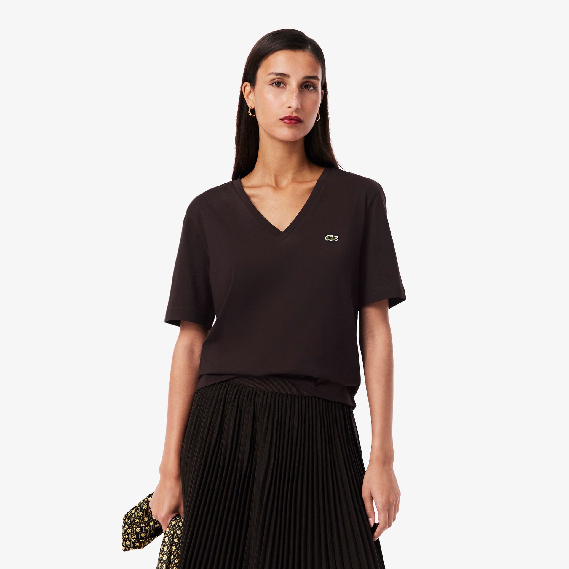 T-SHIRT LACOSTE DONNA COLLO V