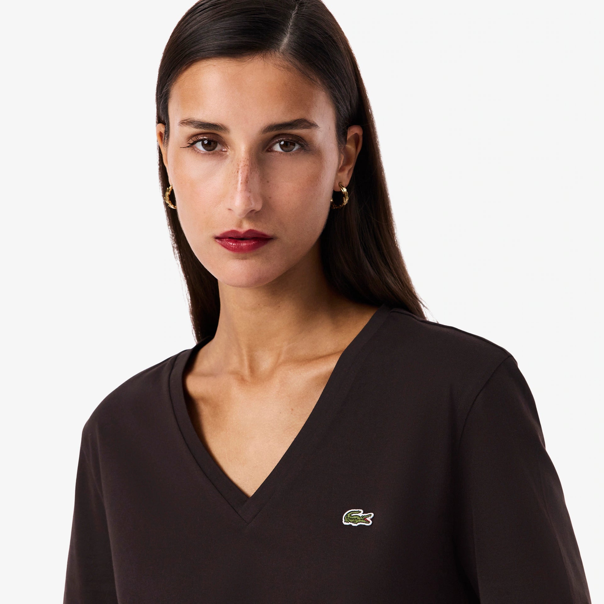 T-SHIRT LACOSTE DONNA COLLO V